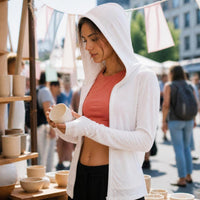 Women's Hooded Zip-Up Sun Protection Long Sleeve T-Shirt Cardigan
