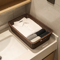Slanted Rattan-Look Woven Fruit Basket and Storage Bin