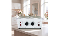 Double Depilatory Warmer Electric Double Pot Depilatory Heater Appliance Professional Adjustable Temperature for Estheticians