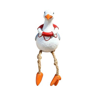 Nautical Seagull Figurine Coastal Seagull with Rope Legs Beach-Inspired Sea Bird Figurine Tabletop for Shelf, Desk, Patio, Garden
