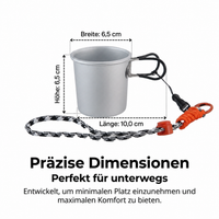 Collapsible Aluminum Drinking Cup 300ml, Travel Mug with Carabiner and Lanyard, Compact Foldable Cup for Camping, Hiking, Picnic