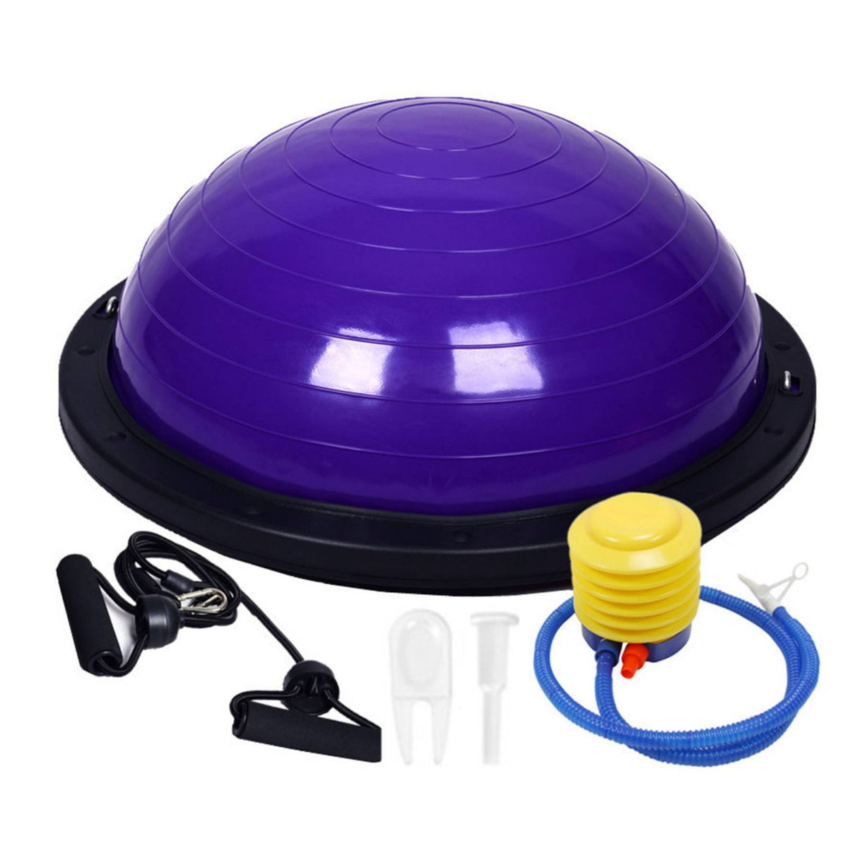 Half-Dome Balance 60cm Balance with Resistance Cord Glossy Half Exercise Ball for Fitness Enthusiasts, Yogis, Home Gym, Pilates Class