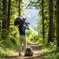 Adjustable Foldable Backpack-Mounted Umbrella Portable Handshands-Unencumbered Umbrella with Harness Wearable Rain Canopy with Shoulder Straps for Farmers, Hikers, Anglers, Farming, Outdoor Work, Hiking, Fishing