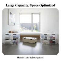 Rolling Storage Bin with Lid Wheeled Design Underbed Container Transparent Body