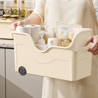 12L Kitchen Storage Bin With Wheels Stackable Storage Boxes With Lids, Wheeled Storage Boxes With Lids For Pots Pans Lids Spices Utensils
