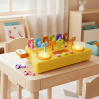 Toy Bus with Buttons Interactive Busy Board with Handle Sensory Toy with Buttons Tactile Busy Board with Lights Tabletop
