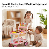 Curved Handle Pretend Dessert Cart Storage Plaything Dessert Cart