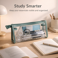 Large Pencil Case Big Capacity, TPU Transparent Stationery for Women, See Through Pouch for Student Supplies and Exam