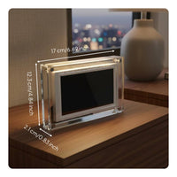 HD Display Acrylic LED Photo Frame Plug and Play Electronic Picture Frame Built-in Battery Desktop Digital Album Rechargeable for Office Desk