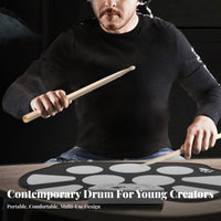 Portable Roll-up Drum Set Headphone Compatible Roll-up Electronic Drum Mat Lightweight Percussion Toy Multiple Sound Options for Beginners, Kids, Families, Home Practice, Travel, Music Learning, Outdoor Activities