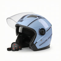 Half Helmet ABS Shell Double Visor Helmet Vehicle Safety Gear EPS Padding Anti-Fog