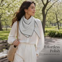 Korean Striped Polka Dot Silk Scarf for Women, Neck Decoration, French Style Small Kerchief for Travel and Vacation