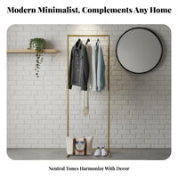 Minimalist Design Single Garment Rack with Shelf Freestanding Clothes Stand Space-Saving Storage Furniture Easy Assembly for Apartment Dwellers, Students, Renters, Living Room, Bedroom, Entryway, Closet