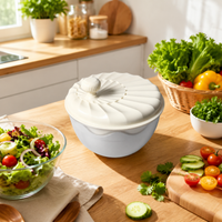 Manual Salad Spinner, Kitchen Helper for Washing and Drying Salad, Large Capacity 24.3x22.3x20cm, White