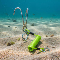 Double Hook Dive Lanyard Heavy Duty Stainless Metal Dive Lanyard Firm Grip Coiled Diving Tether for Snorkeling