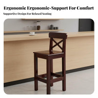 With Backrest Cross Back Bar Chair Stable Structure High Stool Integrated Footrest Seating Furniture Armless Design for Homeowners, Adults, Business Owners, Cafe, Reception Area, Restaurant, Eatery