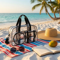 Clear Bag with Shoulder Strap Clear Tote Bag Wipe-Clean for Journeyers, Sports Athletes