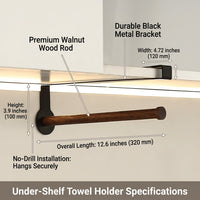 Cabinet Roll Dispenser, Under Paper Towel Holder for Home Cooks, Wooden Space-Saving Hanging Kitchen Storage for or Film