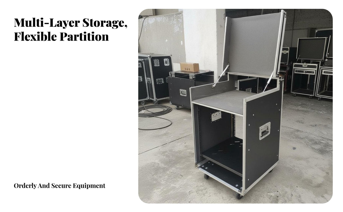 Heavy-Duty Construction Portable Amplifier Road Case Reinforced Aluminum Corners Slant Top Mixer Rack Case High Load Capacity PA Audio Equipment Cabinet Braking Wheels for DJs, Sound Technicians, Musicians, KTV Room, Live Performance, Studio, Touring