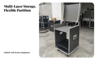 Heavy-Duty Construction Portable Amplifier Road Case Reinforced Aluminum Corners Slant Top Mixer Rack Case High Load Capacity PA Audio Equipment Cabinet Braking Wheels for DJs, Sound Technicians, Musicians, KTV Room, Live Performance, Studio, Touring