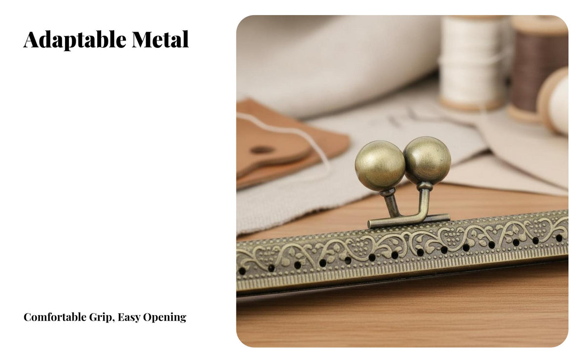 DIY Craft Accessory Metal Kiss Lock Frame Long-Lasting Material Embossed Coin Purse Frame Easy to Install for Sewists, Crafters, Sewing