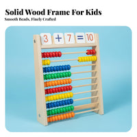 Colorful Beads Kids Calculation Rack Solid Wood Construction Kids Counting Rack Polished Rounded Corners for Toddlers, Preschool