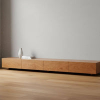 Modern Wooden TV Cabinet Nordic Wooden Design TV Stand with Storage Wide Tabletop Solid Wood Media Cabinet for Bedroom