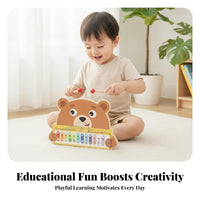 Numbered Animal Keyboard Wooden Piano Toy  -Shaped Music Plaything Shade-Coded Keys Colorful for Tabletop
