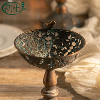 Antique Copper Iron High-Foot Fruit Tray Decorative Ornament