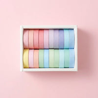 Washi Tape Gift Box Set for Crafts and Journaling, Wide Decorative Masking Rainbow Colored Art Supplies for Wrapping, Scrapbooking Planner Accessories