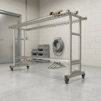 Three-Rod Dehumidifying Rack with Shoe Rack Foldable Stand Heavy Duty Furniture for Families, Laundry Room, Balcony, Patio
