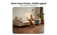 Down Feather Filled gridWeave Fabric Sofa mid-centurymid-century-era modern Modern design 3-Seater Deep Sofa Natural Wood Frame Living Room Seating Suits Small Spaces for Guesthouse Owners, Apartment Dwellers, Interior Design lovers, Lounge Area