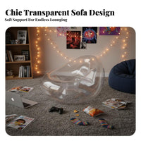 Transparent Inflatable Sofa Trendy Transparent Inflatable Chair Quick Inflation Clear Inflatable Chair for Young Adults, Teens, Dorm Room, Parties