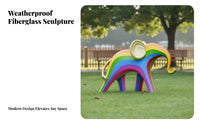Hand-Painted Finish Abstract Elephant Statue Weather Resistant Elephant Garden Statue Handmade Outdoor Decoration Automotive Grade Paint for Landscape Designers, Property Managers, Parks, Gardens, Playgrounds, Residential Communities