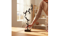 Light Luxury Look Metal Human Sculpture Conversation Starter Modern Figure Statue Stable Base Display Ornament Silver Electroplated Finish