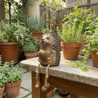 Whimsical Animal Figurine with Dangling Legs Rustic Resin Animal Statue Textured Ornament Cute for Patio