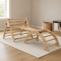 Indoor Pikler Triangle Natural Wood Wooden Climbing Triangle Arched Section Foldable Climbing Frame Polished Surface
