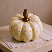 Light-Toned Ceramic Pumpkin Ornament Brown Stem Ceramic Pumpkin Figurine Smooth Finish Home decorations
