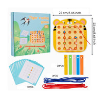 Threading Board Hand-Eye Coordination Stringing Toy Focus Training Pattern Threading Board for Kids, Kindergarten