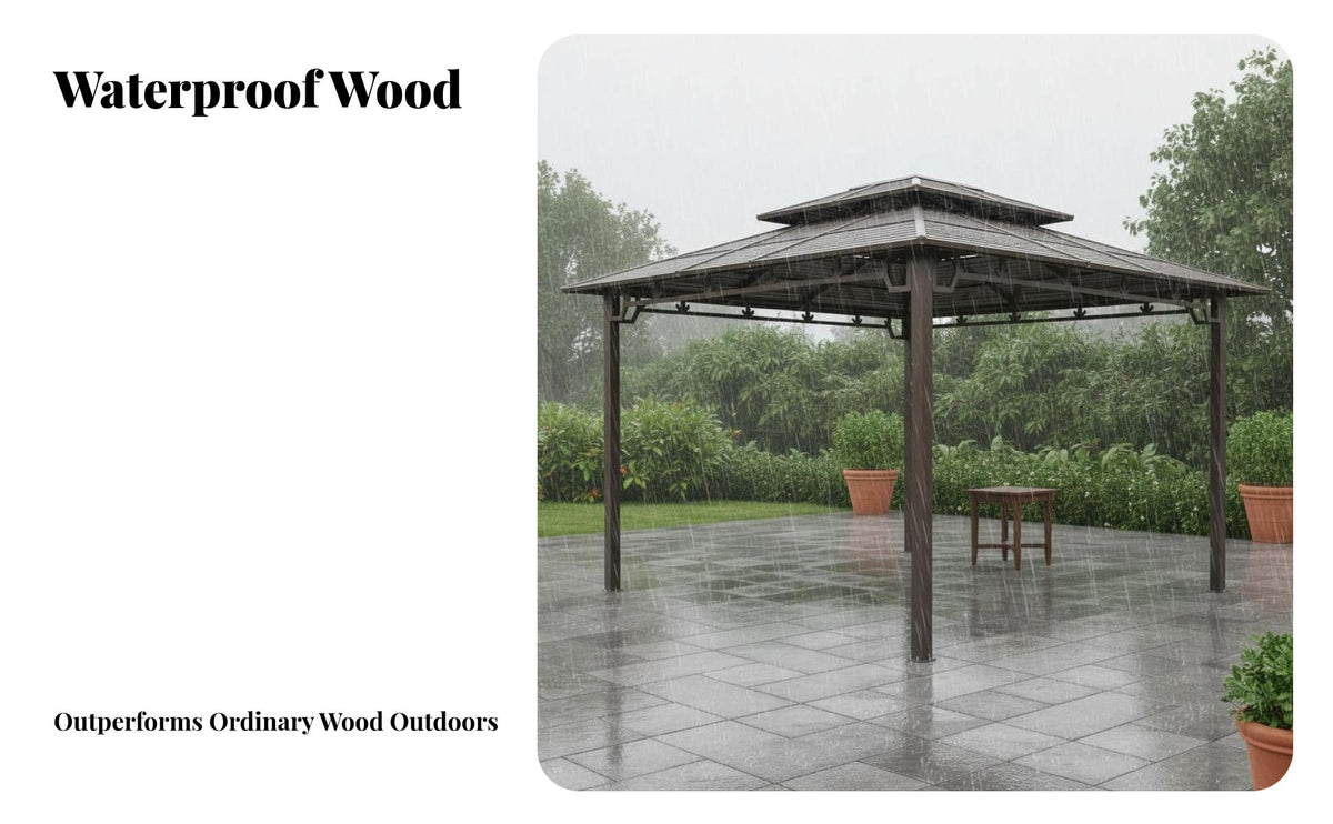 Waterproof Hardtop Gazebo Sun Protection Garden Pavilion Sturdy Frame Patio Shelter Corrosion Resistant for Entertainers, Homeowners, Families, Courtyard, Backyard, Rooftop Deck, Poolside