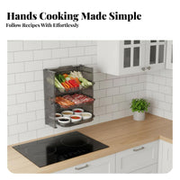 Foldable Design Wall-Mounted Food Prep Cabinet Space-Saving Kitchen Organizer Multi-Functional Ingredient Rack No Punch Installation for Home Cooks, Apartment Dwellers, RV Owners, Hot Pot Dinner, Small Areas, over Countertop