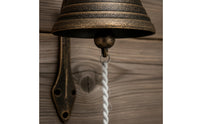 Wall-Mounted Bell with Pull Cord Rustic Cast-Iron Chime with Bracket Weathered for Homeowners, Shop Owners, Entryway, Cafe