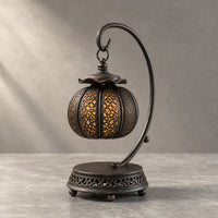 Decorative Lantern with Pumpkin Ornament Black Metal Craft Lantern Light Vintage Decor Elegant for Bookshelf