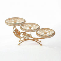 Tabletop Fruit Tray with Metal Stand Clear Glass Serving Tray with Stand Long-Lasting Fruit Holder Food Safe for Coffee Table