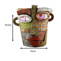 Vintage Look Abstract Face Planter Unique Design Abstract Face Pot Hand-Painted Resin Succulent Pot Colorful