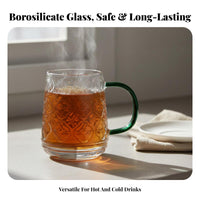 Heat-Resistant Embossed Glass Pitcher Set Large Capacity Glass Carafe with Cups Safe Material for Tea Drinkers, Families, Home, Kitchen