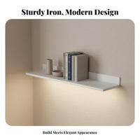 Minimalist Design Metal Luminous Shelf Soft Gentle Light Backlit Wall Shelf Easy Installation LED Display Ledge High Load Capacity for Living Room, Bedroom, Office
