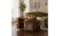 Solid Wood Mobile Side Table with Shelves Compact Rolling Side Table Space-Saving Rolling Utility Cart Multipurpose for Homeowners
