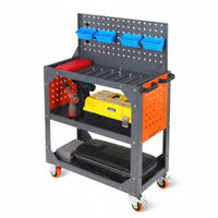 High Load Capacity 3-Tier Tool Cart Thickened Steel Plate 3 Tier Rolling Tool Cart Rugged & Long-Lasting Construction Heavy Duty Rolling Trolley Lockable Wheels for Technicians, Warehouse Workers, DIY Enthusiasts, Factory, Auto Repair Shop, Job Site