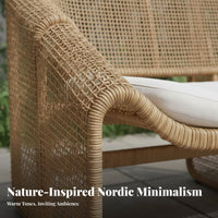 Weather Resistant Woven Armchair Waterproof Woven Low-Slung Seat Modern Design Outdoor Furniture Cushioned Comfort for Guesthouse Operators, Homeowners, Readers, Balcony, Garden, Courtyard, Poolside